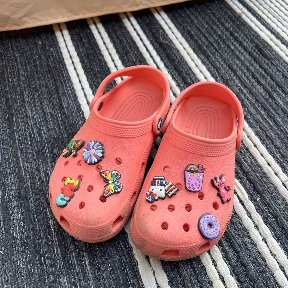 CROCS Pink Sandals with Decorative Charms